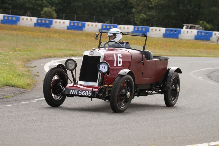 Colin Poynter driving his S Type Lea-Francis at Brooklands June 2018